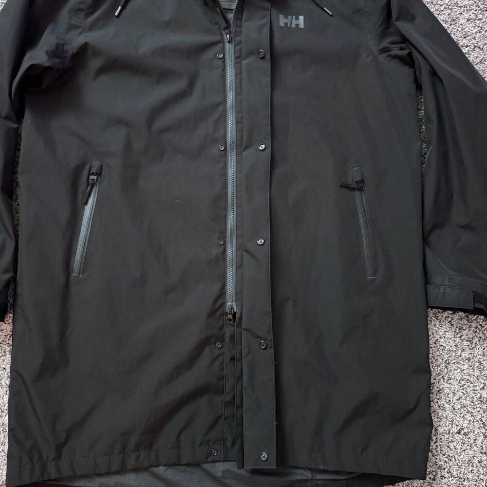 Helly Hansen Rain Jacket Mens XL Black Parka Helly Tech Performance Hooded - Picture 8 of 14